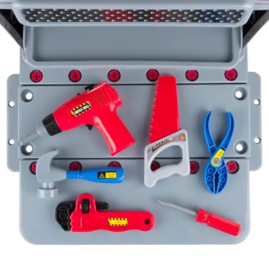 Toy Time Kids Pretend 75-Piece Woodworking Set and Mechanic Workshop with Battery-Powered Drill and Accessories image {5}