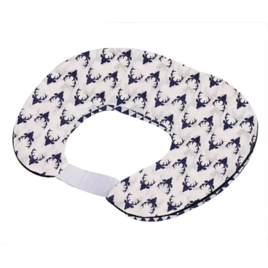 Bacati - 3 pc Olivia Tribal Navy Bucks/Triangles Muslin Hugster Feeding & Infant Support Nursing Pillow with 2 removable zippered covers image {7}