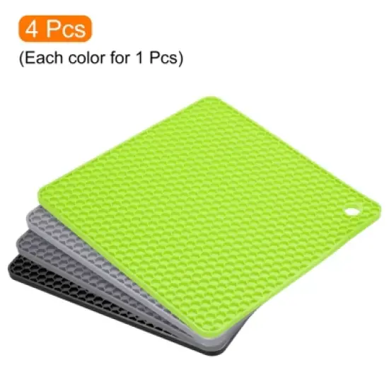 Unique Bargains Silicone Heat Resistant Trivet Mats 4 Pcs image {2}