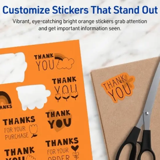 Avery Bright Orange Sticker Paper, 8.5" x 11" Rectangle image {2}