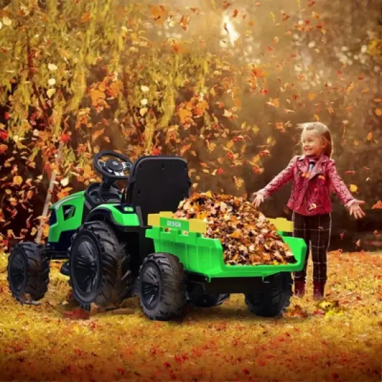 24V Ride On Toys, Ride On Tractor with Remote Control, Excavator & Bulldozer, Electric Vehicle w/Trailer, Digger, Shovel Bucket, EVA Tires image {5}