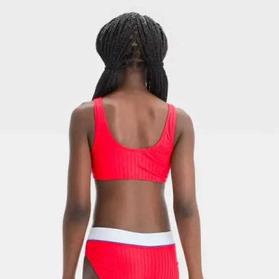 Girls' Solid Americana Cool Bikini Set - art class&trade; Red image {2}