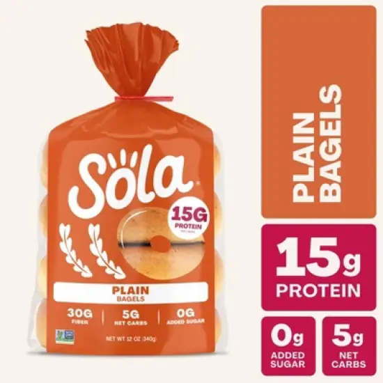 Sola Original Plain Bagel - 12oz image {1}