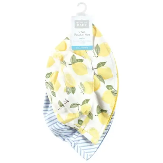 Hudson Baby Infant Girl Sun Protection Hat, Lemon Stripe image {1}