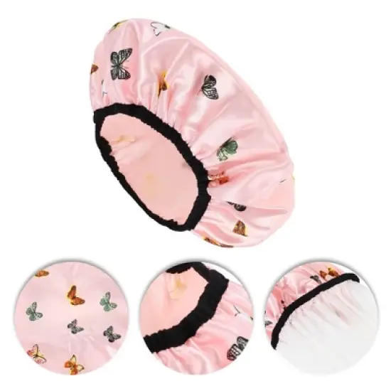 Unique Bargains Women's Butterfly Bath Cap Pink 1 Pc image {2}