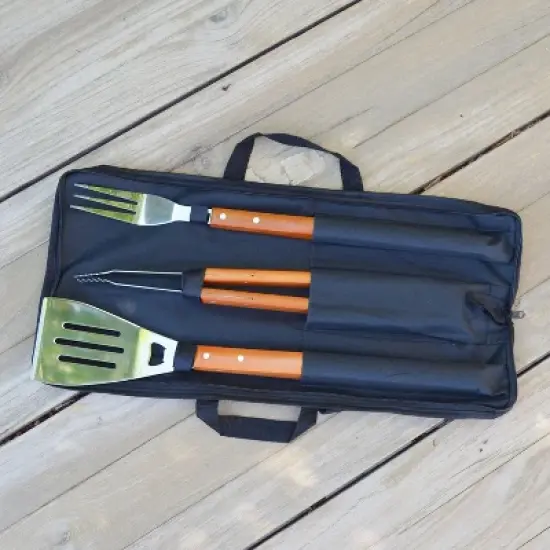 NCAA Penn State Nittany Lions 3 Piece BBQ Tool Set with Wood handles and Carry Case image {2}