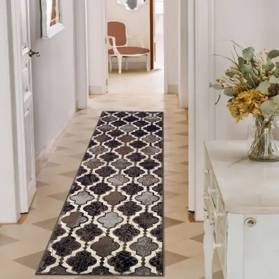 Contemporary Trellis Geometric Indoor Runner or Area Rug by Blue Nile Mills. image {1}