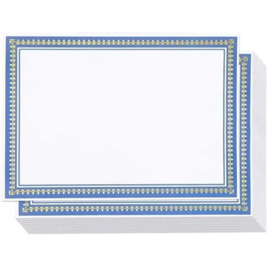 Best Paper Greetings 50 Pack Blank Award Certificate Sheets, Blue/Gold Border for Printing Graduation Diploma Paper, White, 8.5 x 11 inch image {6}