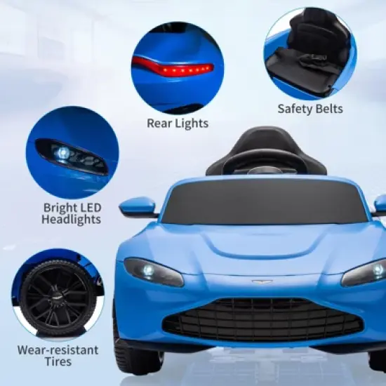 12V Ride on Sports Car for Kids, Licensed Aston Martin Battery Powered Car Toddles, Ride on Toy with RC, Horn, Soft Start image {5}
