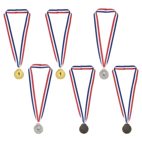 Unique Bargains Zinc Alloy Corrosion-resistant Strong Durable Award Medals Gold Silver Bronze 6 Pcs image {6}