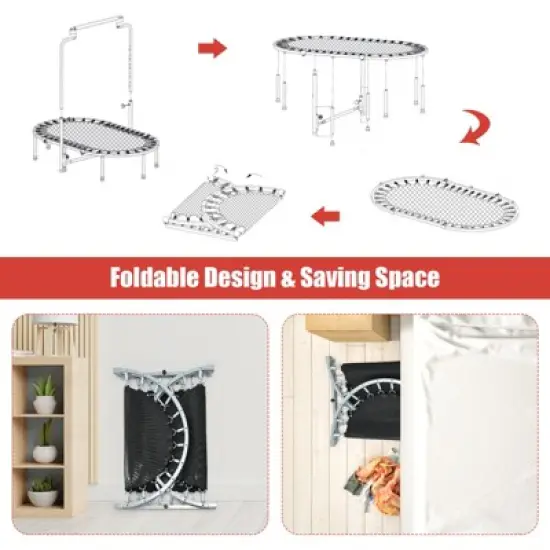 Infans 50" Trampoline for 2 People Foldable Rebouncer w/Adjustable Handrail Red image {4}