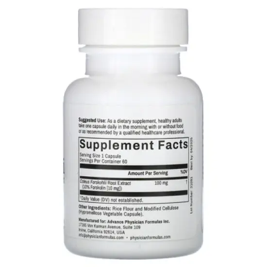 Advance Physician Formulas Coleus Forskohlii Extract, 100 mg, 60 Vegetable Capsules image {1}