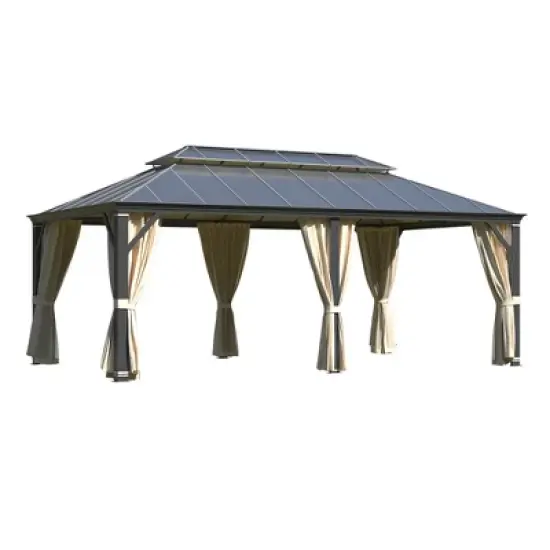 EROMMY 12'x20' Hardtop Gazebo, Permanent Outdoor Aluminum Patio Gazebo with Aluminum Composite Double Roof for Patio Lawn and Garden image {3}