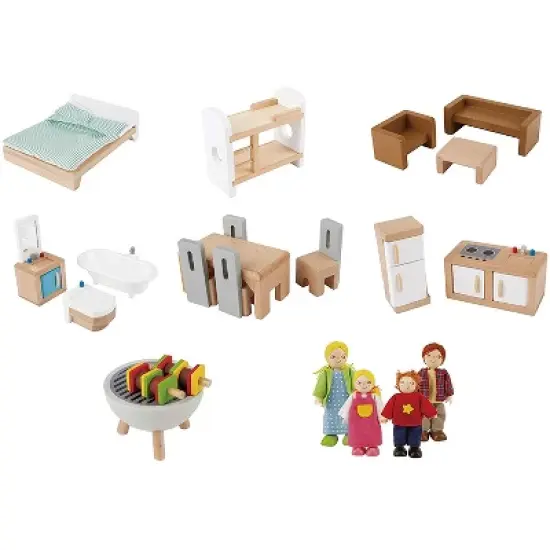 Hape Wooden 10 Room Extravagant Family Play Mansion Dollhouse Set with 4 Dolls, Realistic Effects, and Furniture Accessories for Ages 3 and Up image {3}
