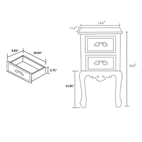 Levron Two-Tone and Antique Wood 2 Drawer Nightstand Walnut Brown/Antique White - Baxton Studio image {3}
