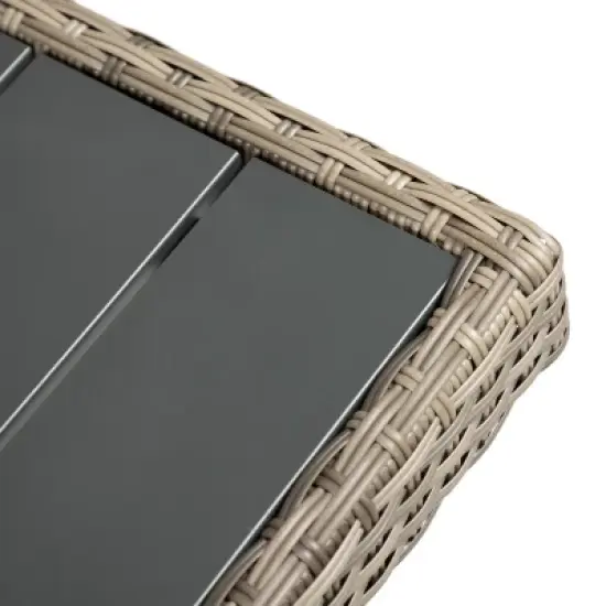 Greemotion 4pc Antigua Outdoor Patio Conversation Furniture Sets with Height Adjustable Table Brown: Modular Sectional, UV Protection image {10}