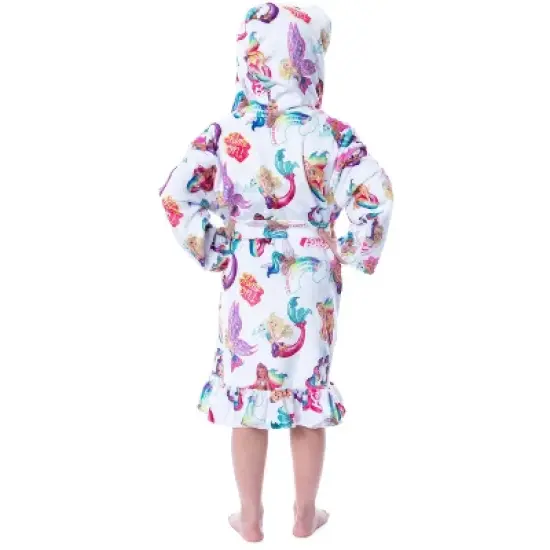 Mattel Girls' Barbie Fantasy Mermaid Fairy Rainbow Ruffled Bathrobe Robe White image {3}
