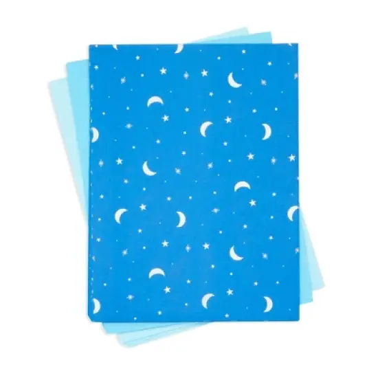 Sparkle and Bash 60 Sheets Moon and Stars Gift Wrap Tissue Paper for Bags, 3 Blue Colors (20x26 In) image {6}