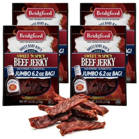 Bridgford Sweet Baby Ray&rsquo;s Beef Jerky Sweet N Spicy 6.2 oz - Ready-to-Eat High Protein Sweetened Spicy Beef Jerky for On-the-Go Snacking image {10}
