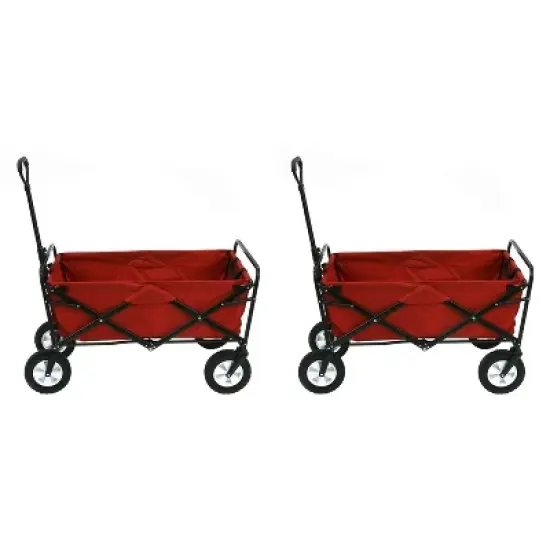 Mac Sports Collapsible Folding Steel Frame Outdoor Garden Wagon, Red (2 Pack) image {6}