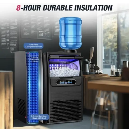 RAPSUAR 13.5in 80 lbs./24H Built-in/Freestanding Commercial Ice Maker With LCD Panel image {6}