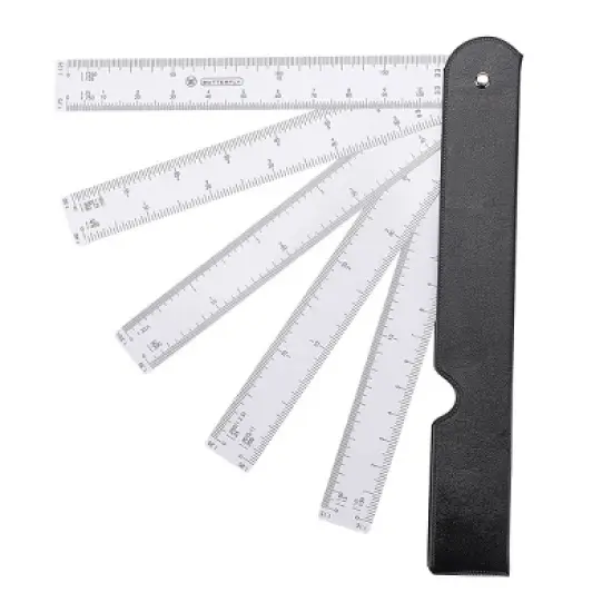 Unique Bargains Plastic Foldable Multifunctional Fan Design Metric Scale Ruler image {5}