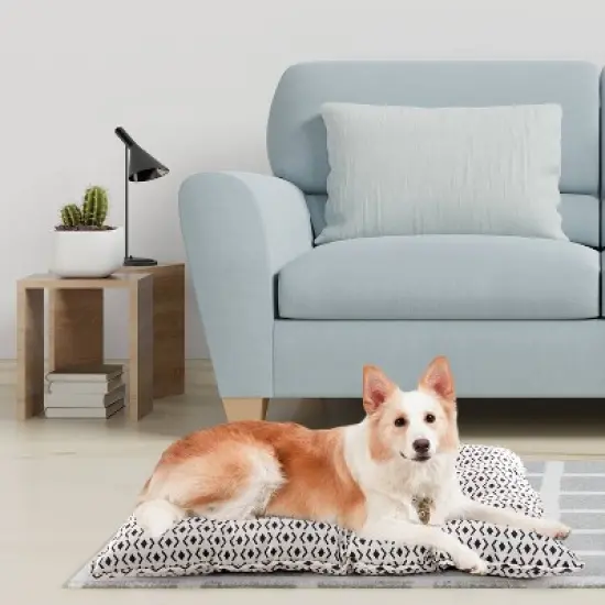 Precious Tails Printed Microsuede Tufted Mat Bed for Dogs - Ivory - L image {6}