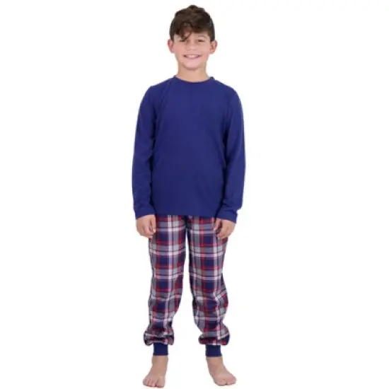 Sleep On It Boys 2-Piece Plaid Pajama Set - Navy image {1}