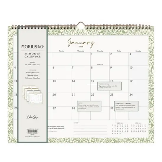 Morris & Co. by Blue Sky 15"x12" 2026&nbsp;Wirebound Monthly Wall Calendar Multi Design image {2}