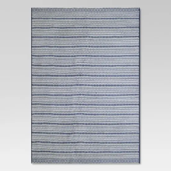 Pattern Stripe Outdoor Rug Blue - Threshold image {8}