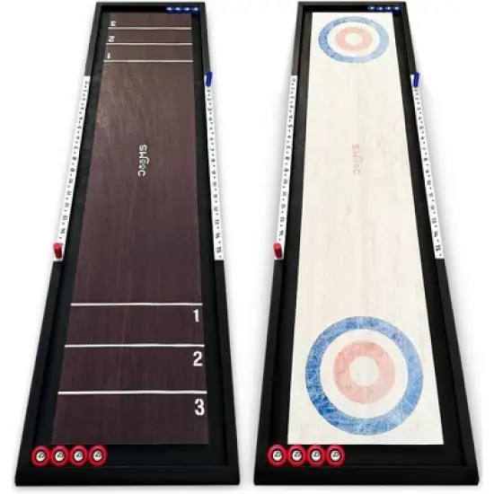 Swooc Games&reg; | 2-in-1 Premium Shuffleboard and Curling | 100% Solid Wood Shuffleboard Table (4ft) | 5+ Ways to Play | Tabletop Games for Adults & Kids image {6}
