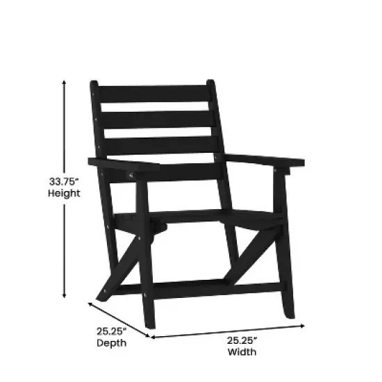 Flash Furniture Tolleson Commercial Grade Adirondack Dining Chair with Fold Out Cup Holder, Weather Resistant Recycled HDPE Adirondack Chair image {6}