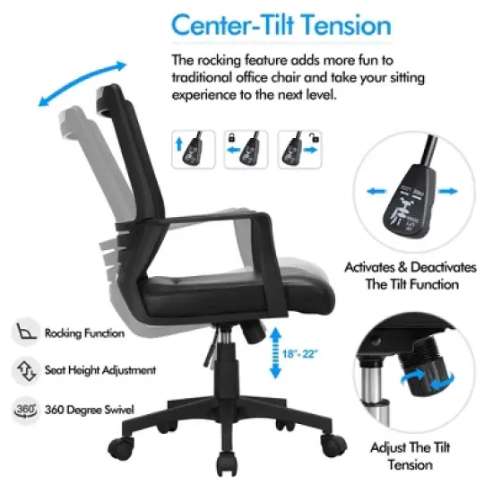Yaheetech Adjustable Office Chair Midback Computer Chair with Lumbar Support image {4}
