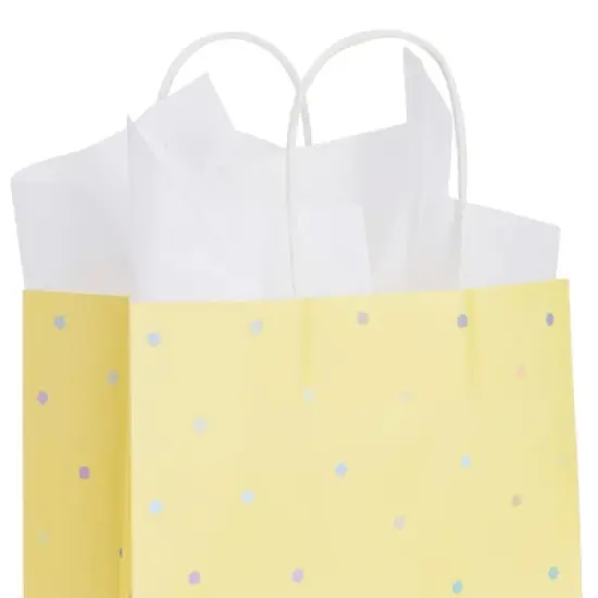 Blue Panda 36 Pack Pastel Polka Dot Medium Gift Bags with Handles & Tissue Paper, Birthday Party Supplies, 6 Colors, 10x8x4 In image {3}