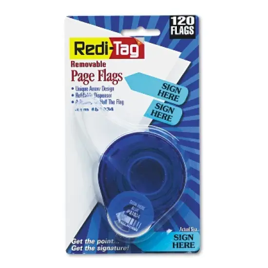Redi-Tag Arrow Message Page Flags in Dispenser "Sign Here" Blue 120 Flags/Dispenser 81034 image {1}