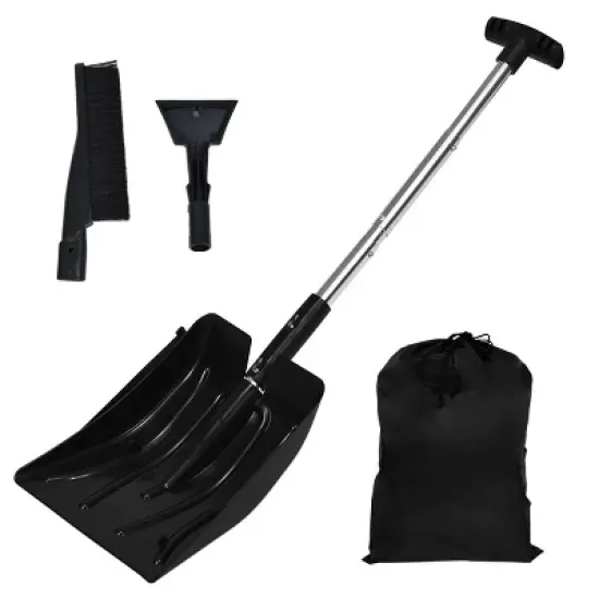Costway 3-in-1 Snow Shovel w/Ice Scraper &Snow Brush Portable Shovel Kit image {1}