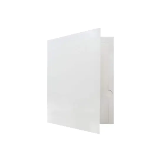 JAM Paper Laminated Two-Pocket Glossy Presentation Folders White 103489D image {3}