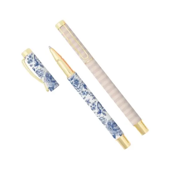 Sweet Water Decor Blue Delft Metal Pen Set - 2 pc image {3}