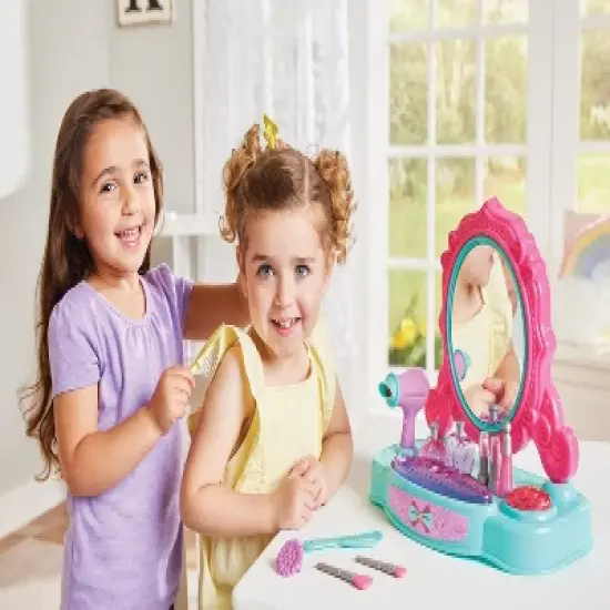 Kidoozie Just Imagine Glamour Girls Styling Center,Pretend Play Tabletop Vanity, Hair Dryer, Brushes, Ages 3+ image {5}