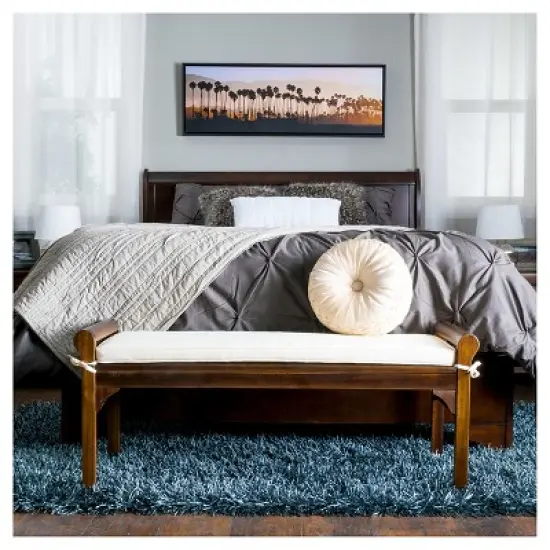 Nelson Wood Bench with Cushion Mahogany - Christopher Knight Home image {1}