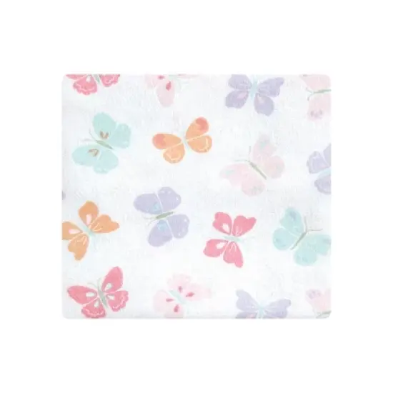 Hudson Baby Infant Girl Cotton Flannel Receiving Blankets Bundle, Pastel Butterfly, One Size image {2}