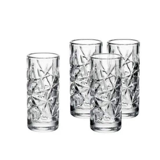 Godinger Silver Set of 4 Graffiti Shot Glasses: Crystal Drinkware, Hand Wash, 2 oz Capacity, Service for 6, Clear image {3}