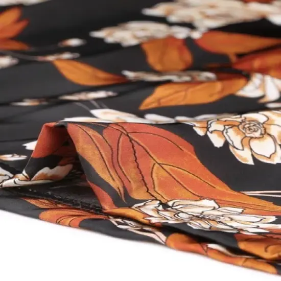 cheibear Women's Satin Floral Button Down Long Sleeve Lounge Set 2 Pcs image {4}