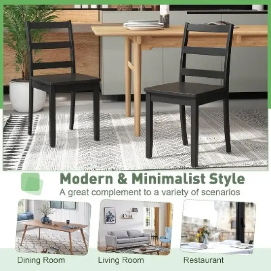 Costway Dining Chairs Set of 4 Wood Dining Room Kitchen Side Chairs image {6}