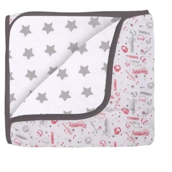 Bacati - Boys Baseball Muslin Red Gray 4 pc Crib Bedding Set with Sleeping Bag image {3}