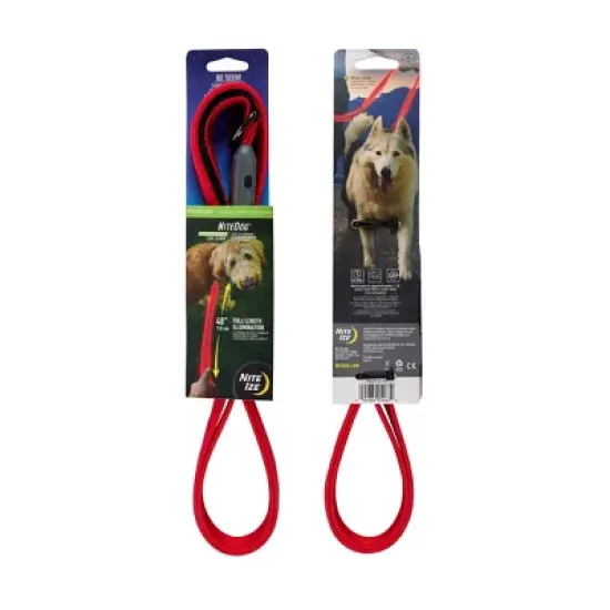 Nite Ize NiteDog Rechargeable LED Leash - Rechargeable LED Light Dog Leash with Padded Handle - 5 Feet, Red image {8}