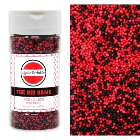 Mystic Sprinkles The Big Game: Red & Black Nonpareil Mix 3.8oz image {5}