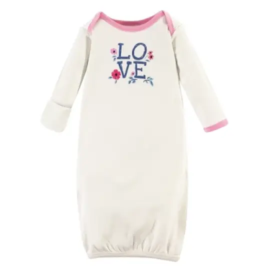 Touched by Nature Baby Girl Organic Cotton Gowns, Garden Floral, 0-6 Months image {1}