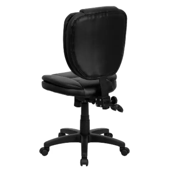 Multi-Functional Ergonomic Swivel Task Chair Black Leather - Flash Furniture image {2}