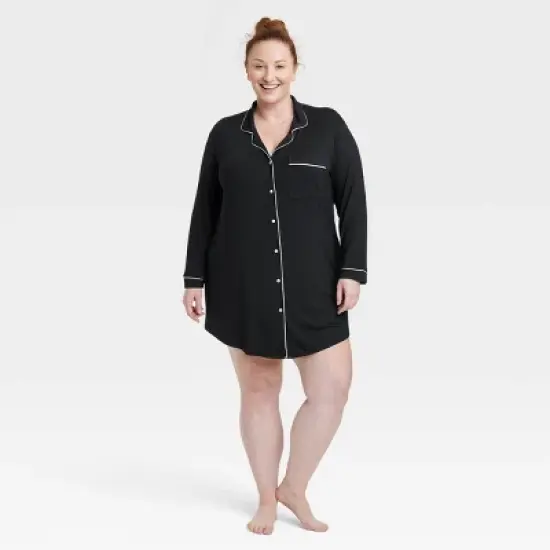 Women's Beautifully Soft Notch Collar NightGown - Stars Above image {2}